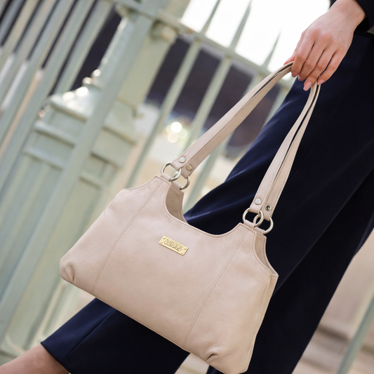 Taupe Genuine Leather Satchel Shoulder Bag Wholesale for Women – Handbag for Work, Travel & Daily Use