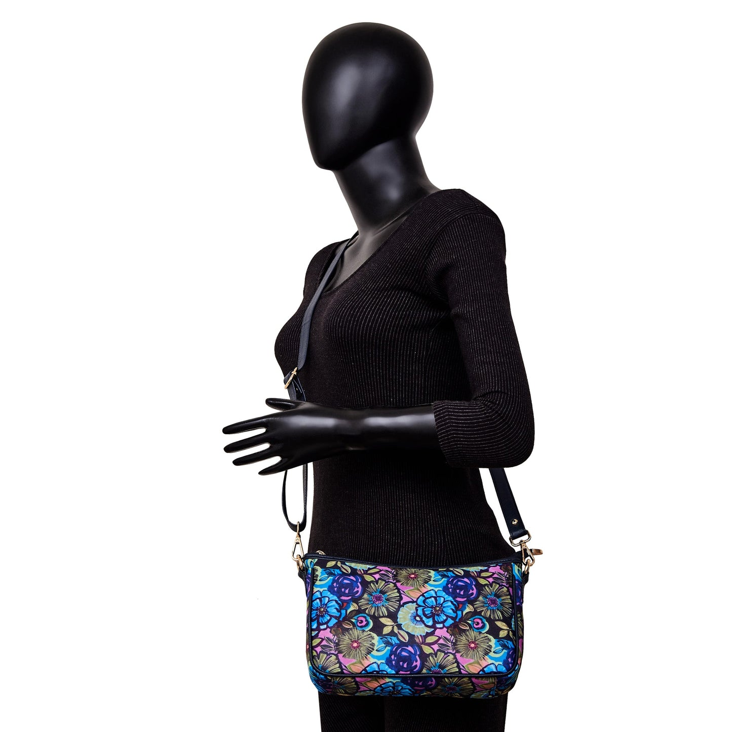 Wholesale Floral Hobo Bag Strap -Fabric with Leather Trim for Women