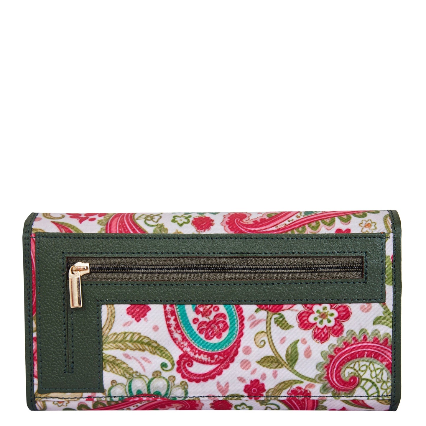 Wholesale Paisley Print Trifold Wallet - Fabric with Leather Trim for Women