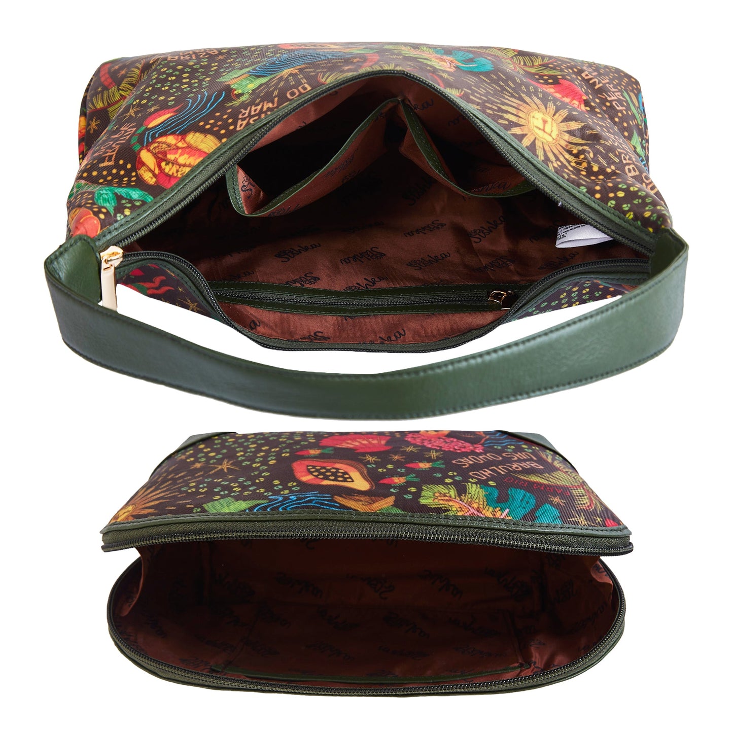 Wholesale Women Hobo & Cosmetic Bag Combo -Fabric with Leather Trim