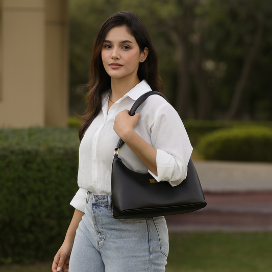 Black Genuine Leather Hobo Shoulder Handbags Wholesale for Women – Everyday Use