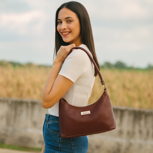 Cherry Red Genuine Leather Hobo Shoulder Handbags Wholesale for Women – Everyday Use