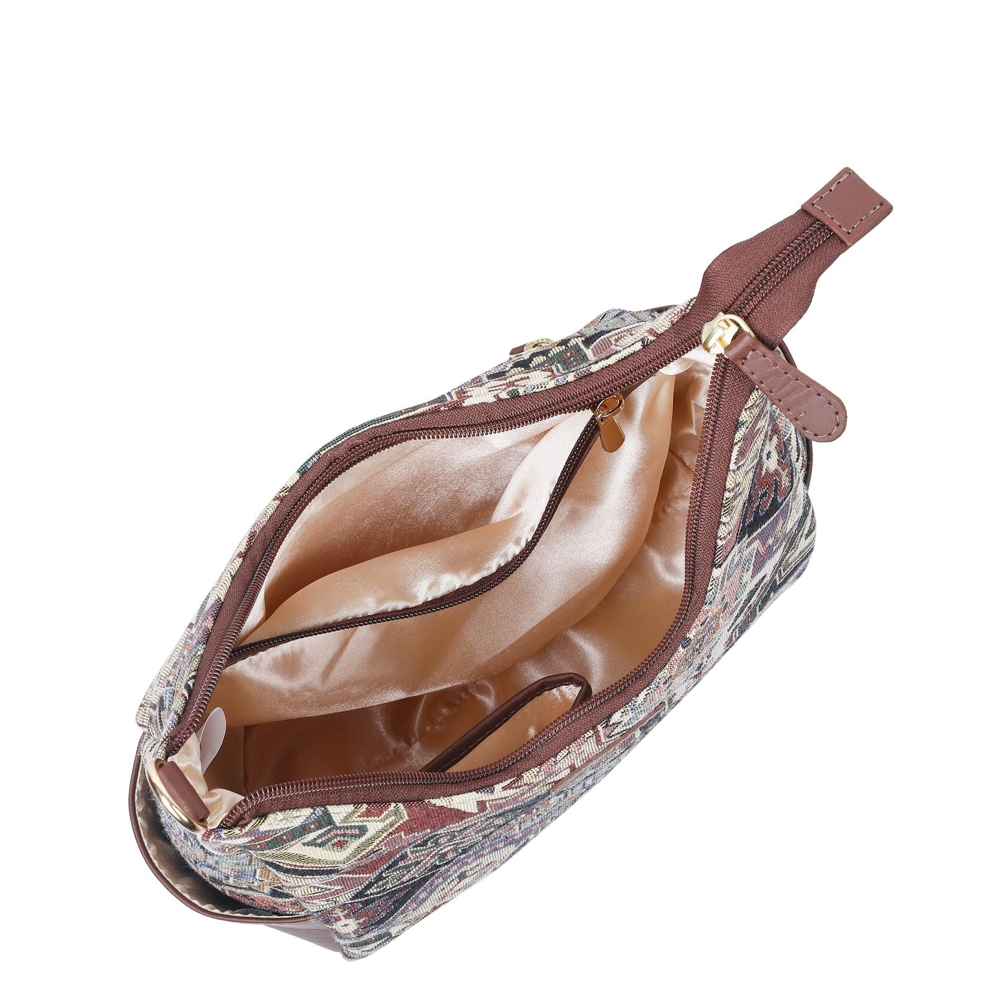 Wholesale Women’s Hobo Bag in Geometric Tapestry Pattern with Genuine Leather Trim | Crossbody & Shoulder Purse for Office