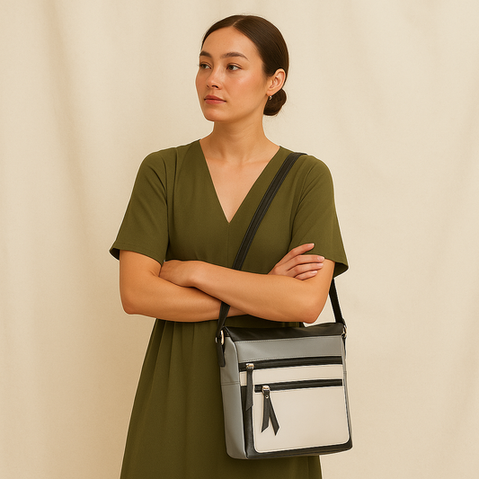 Genuine Leather Women’s Crossbody Bag – Wholesale Grey Sling Bag– Shoulder Bag for Work, Shopping & Casual