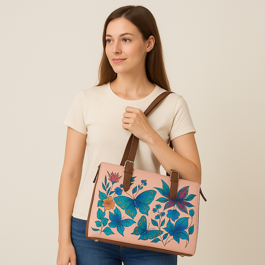 Wholesale Hand Printed Tote Bag– Women's Vegan Leather Shoulder, Handbag & Top Handle Purse – Travel, Work & Daily Use