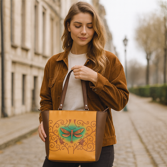 Genuine Leather Hand Printed ' Shoulder Tote Bag– Wholesale Top Handle Handbag for Women – Work, Travel & Daily Use