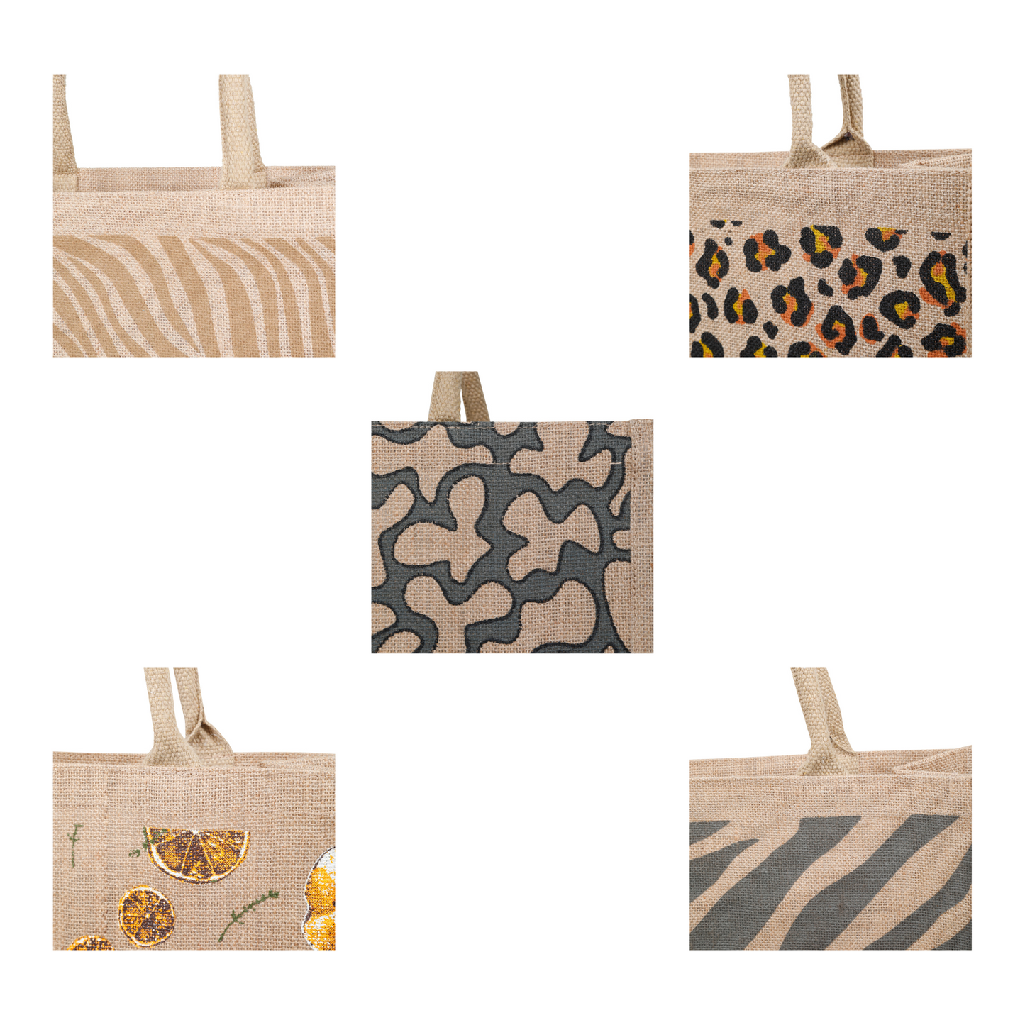 Printed Burlap Jute Tote Bags Combo Pack for Gifting & Shopping – Wholesale Supply