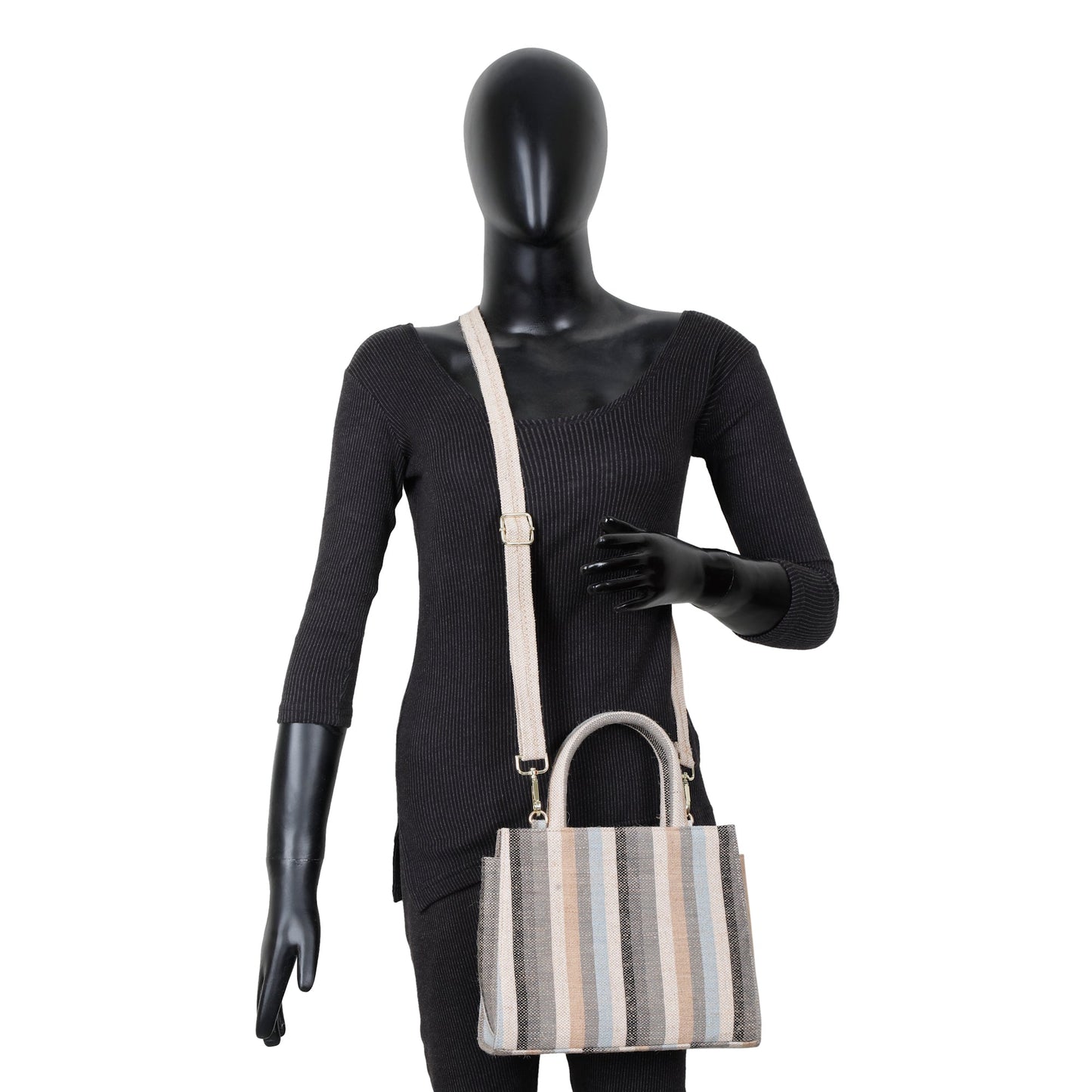 Wholesale Multicolor Canvas Crossbody Tote Handbag with Zipper