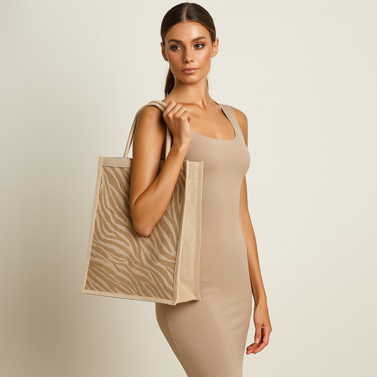 Zebra Print Natural Jute Tote Bags for Eco Shopping – Wholesale Supply