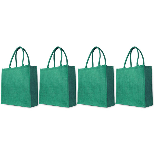 Jute Shopping Tote Bags for Wholesale – Thanksgiving, Christmas, Weddings & Travel – Red, Pink, Green & Orange (Set of 4)