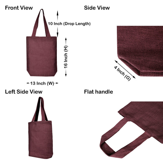 Wholesale Jute Bags for Corporate Events – Red, Pink, Green & Orange – Reusable Burlap Totes for Events & Weddings (Set of 4)