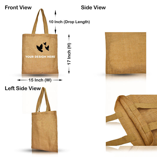 Reusable Jute Burlap Tote Bags with Handles – Wholesale Eco-Friendly Totes for Beach, Grocery, Weddings & Travel (Packs of 8)