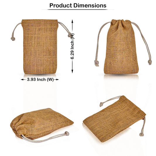 Wholesale Natural Burlap Jute Gift Bags drawstring for Events (12 PCS)