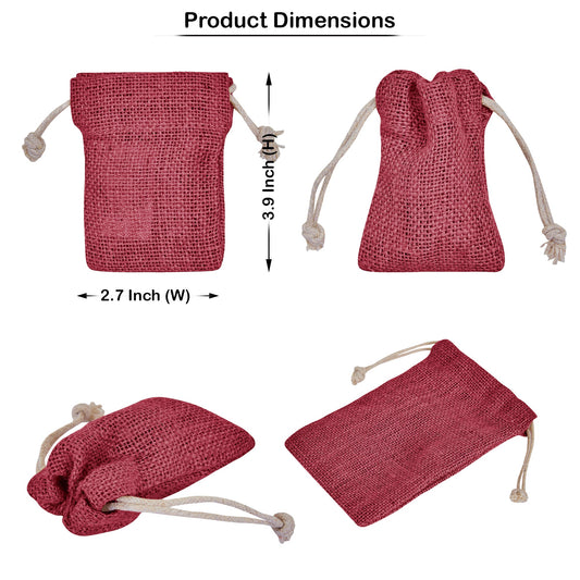 Wholesale Coloured Burlap Drawstring Jute Gift Bags for Party (8 PCS)