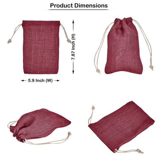 Wholesale Coloured Burlap Drawstring Jute Gift Bags for Party Favours (8 PCS)