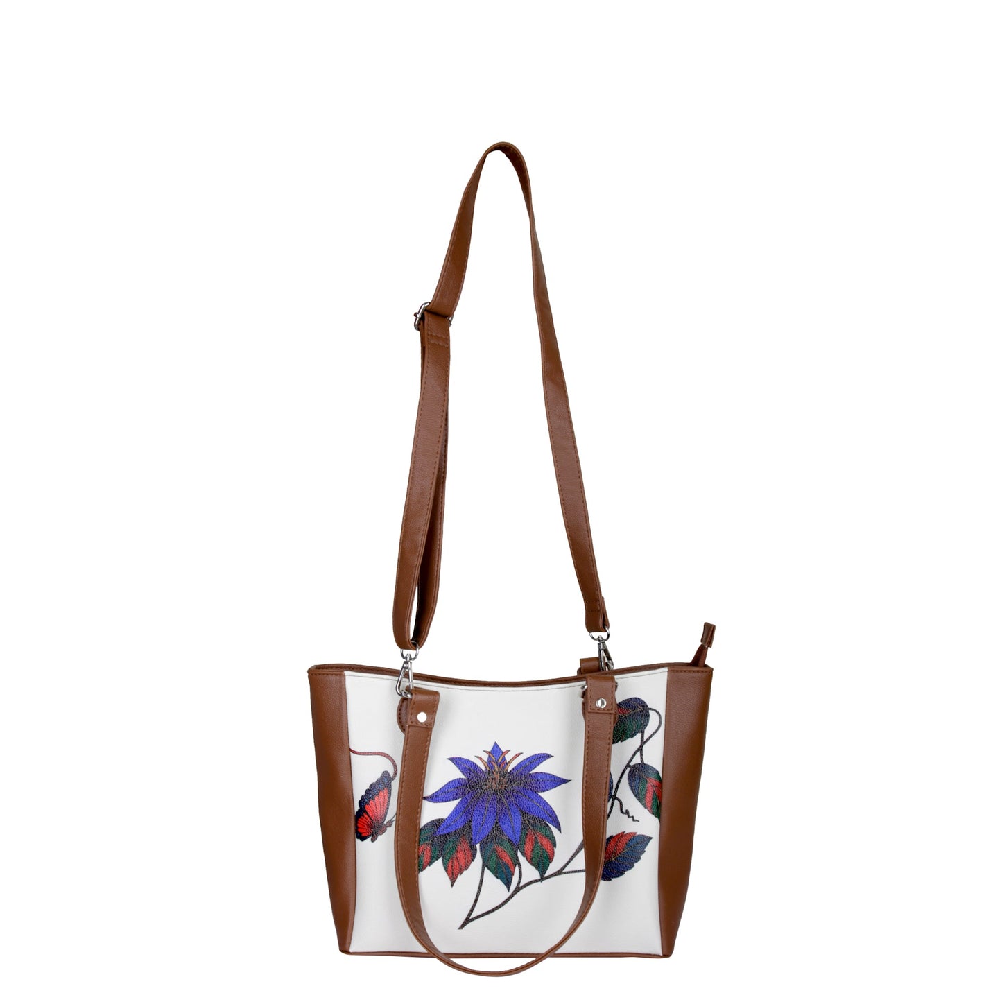 Floral Wholesale Hand Printed Vegan Leather Shoulder Tote Bag– Handbag, Top Handle Purse for Women – Ideal for Office, Travel & Everyday Use