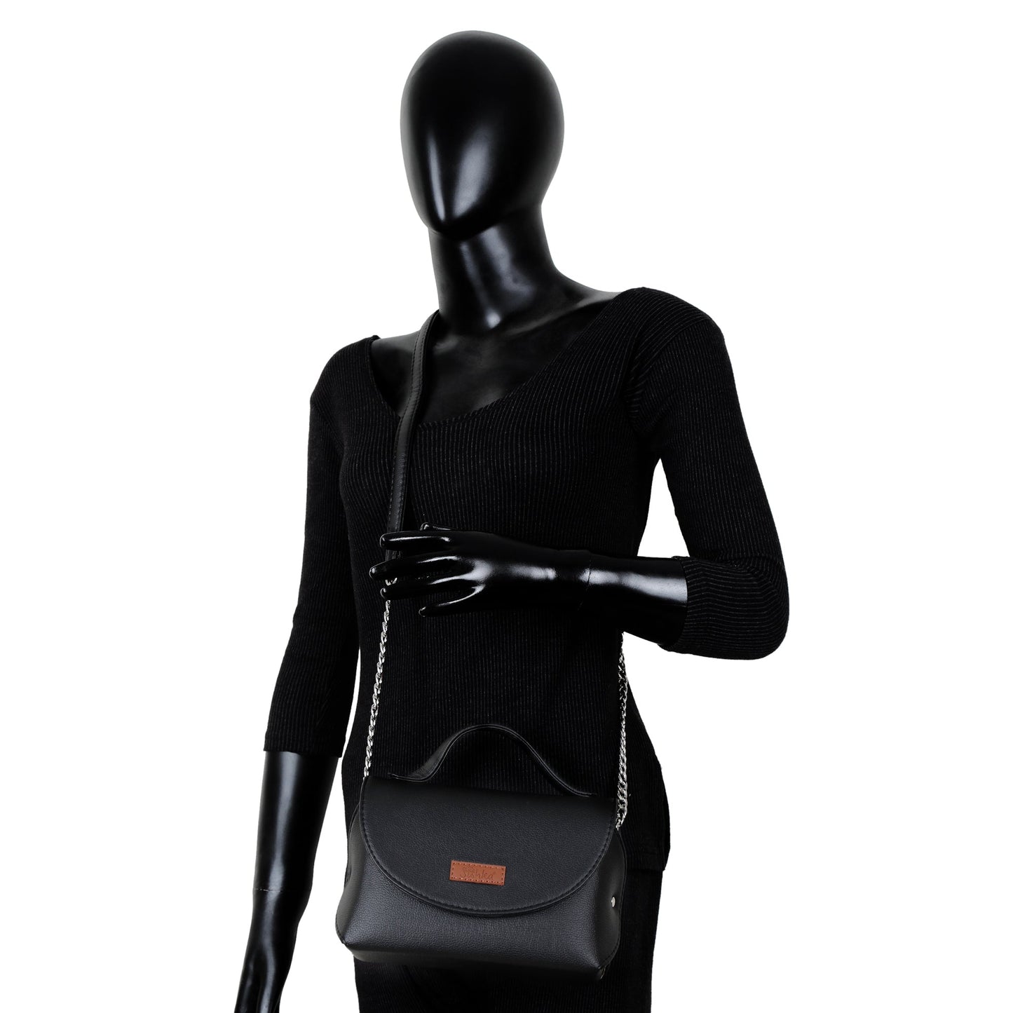 Wholesale Black Vegan Leather Crossbody Sling Bag – Shoulder Handbag for Women