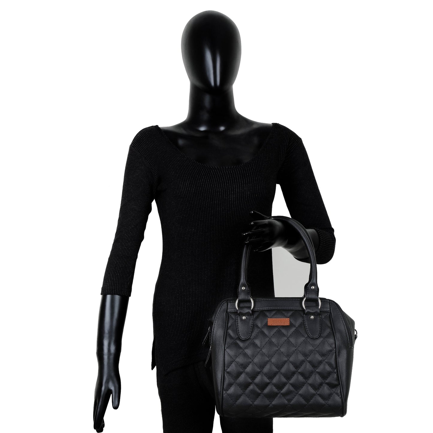 Black Vegan Leather Handbag – Women’s Top Handle Satchel Bag for Work & Daily Use