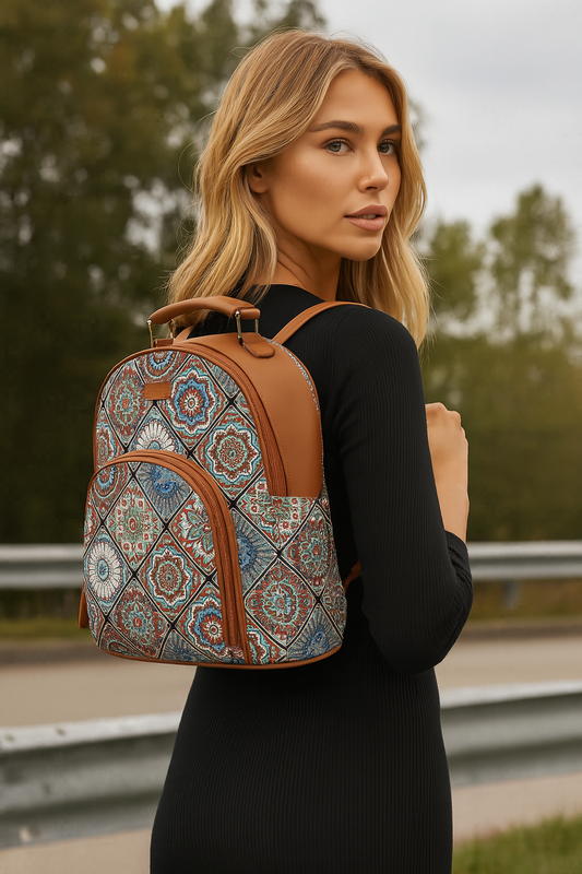 Women’s Multicolor Backpacks with Vegan Leather Trim – Wholesale