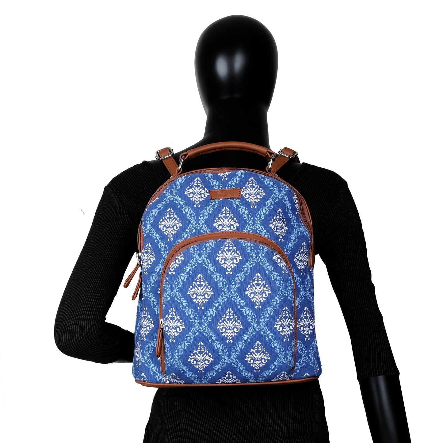 Women’s Blue Backpacks with Vegan Leather Trim – Wholesale