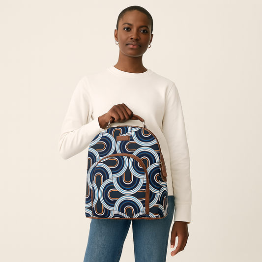 Women’s Abstract Backpacks with Vegan Leather Trim – Wholesale