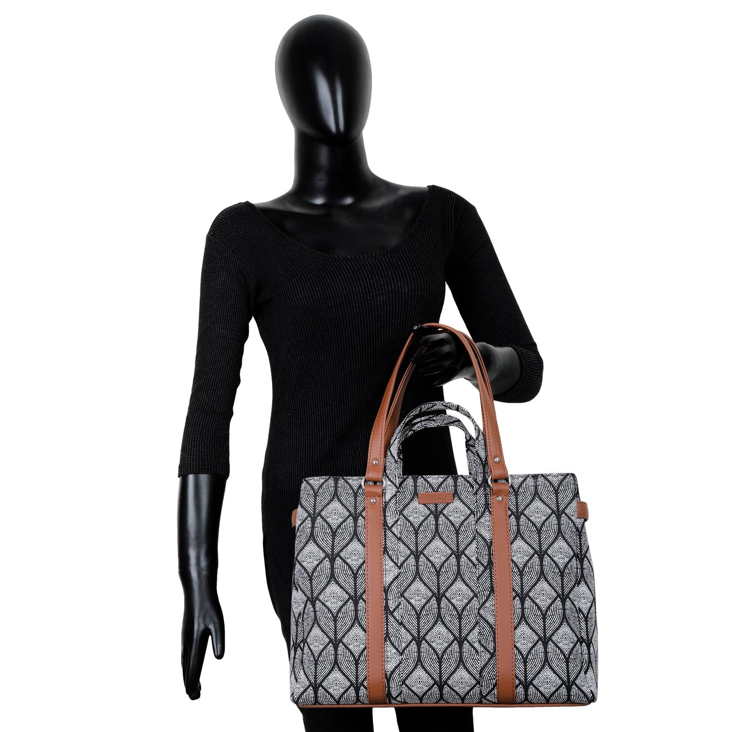 Women’s Monochrome Shoulder Tote Bags with Vegan Leather Trim Handles – Wholesale