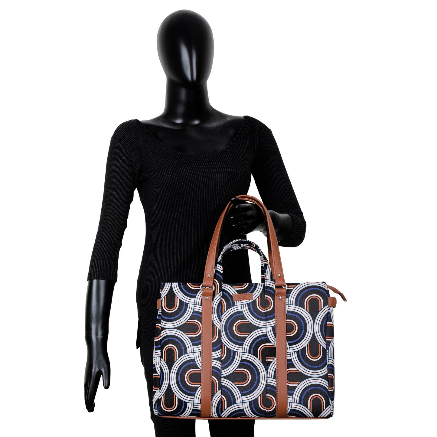 Wholesale Abstract Hand Printed Tote Bag – Women’s Shoulder Purse with Vegan Handles
