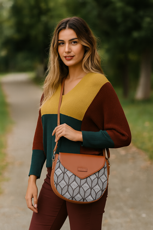 Women’s Monochrome Crossbody Sling Bags with Vegan Leather Trim – Wholesale