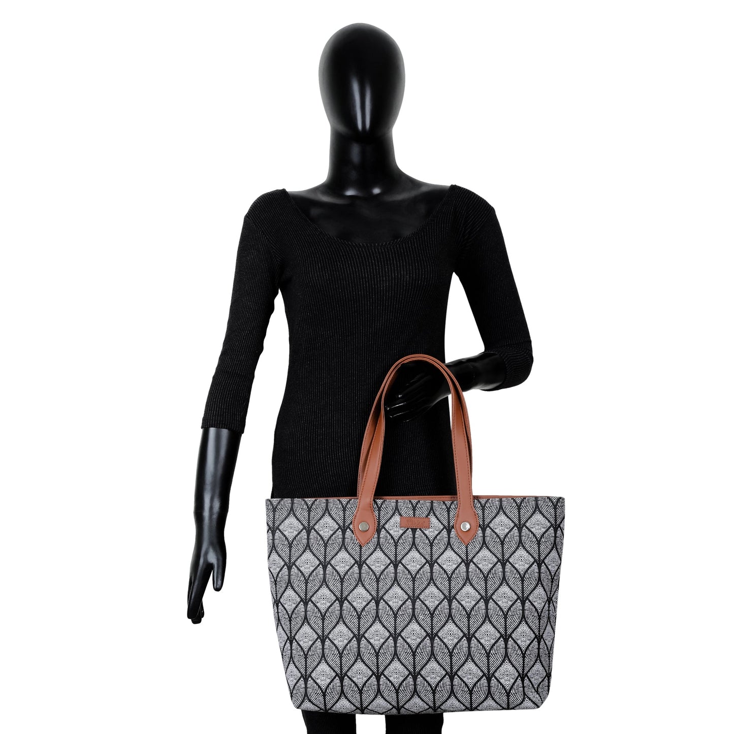 Women’s Monochrome Tote Bags with Vegan Leather Trim – Wholesale