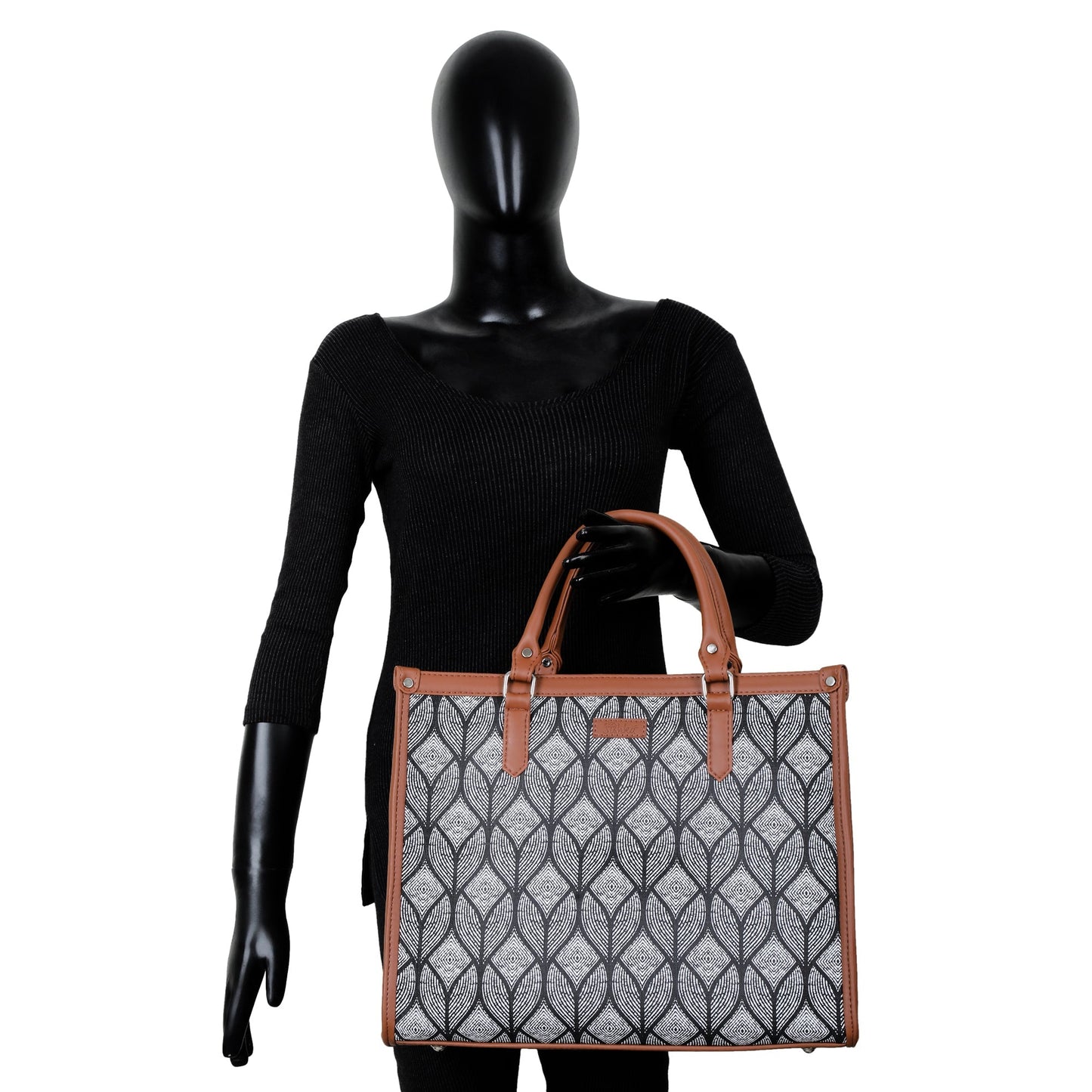 Women’s Monochrome Laptop Handbags with Vegan Leather Trim – Wholesale