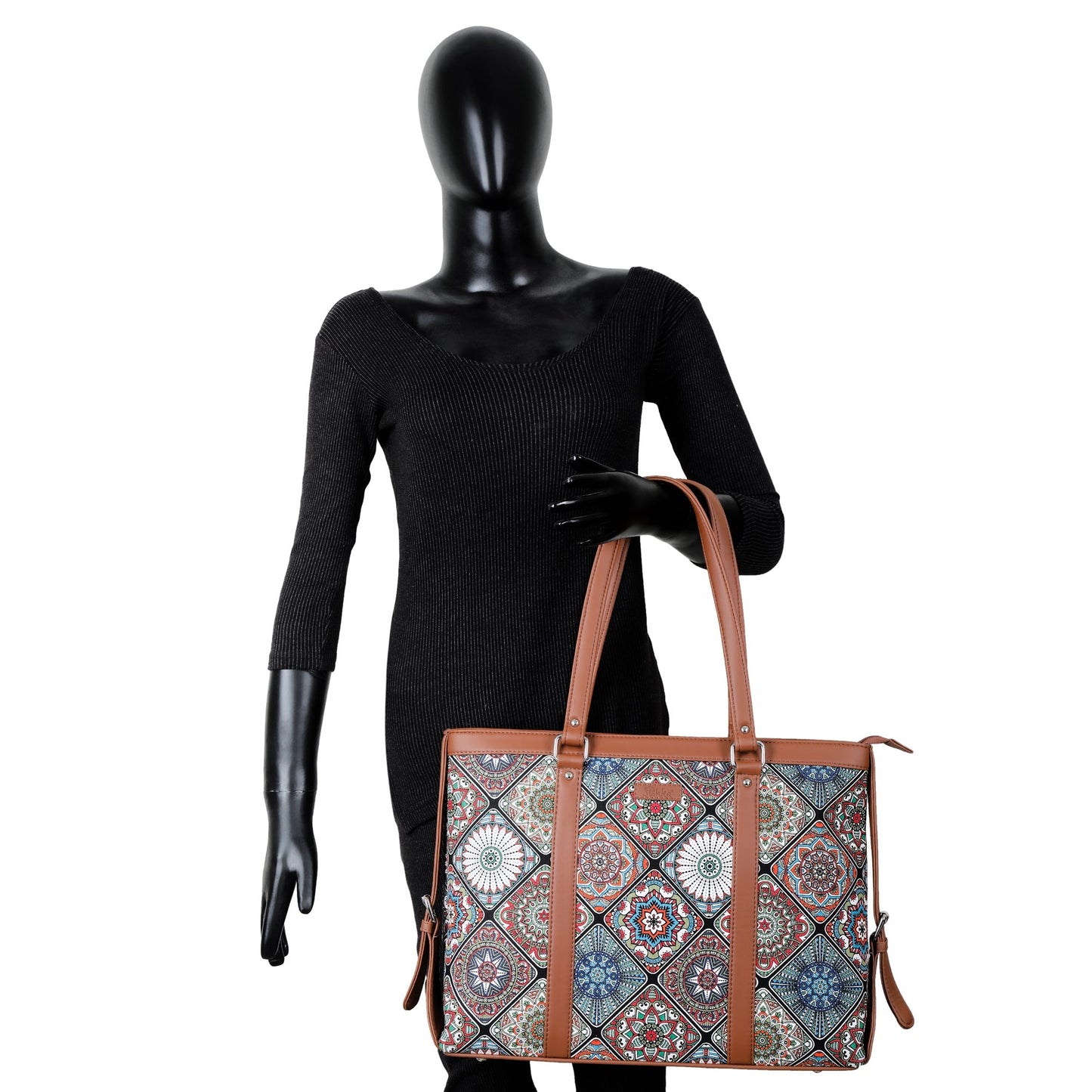 Women’s Multicolor Laptop Tote Bags with Vegan Leather Trim – Wholesale