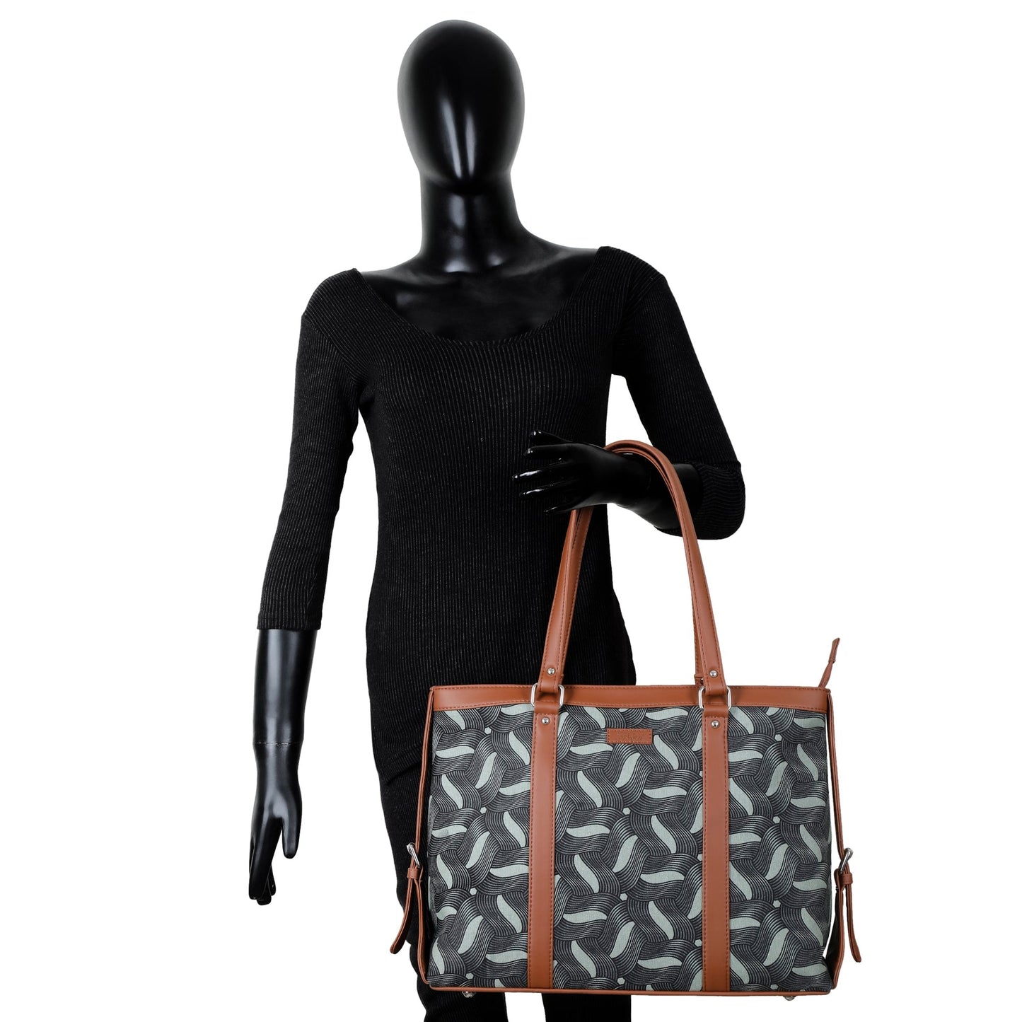 Women’s Olive Laptop Tote Bags with Vegan Leather Trim – Wholesale