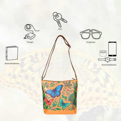 Butterfly Hand Printed Vegan Leather Crossbody Bag – Wholesale Stylish Sling & Shoulder Purse for Women