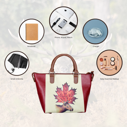 Women’s Maple Leaf Hand Printed Vegan Leather Wholesale Shoulder Bag – Stylish Top Handle Crossbody for Daily Use