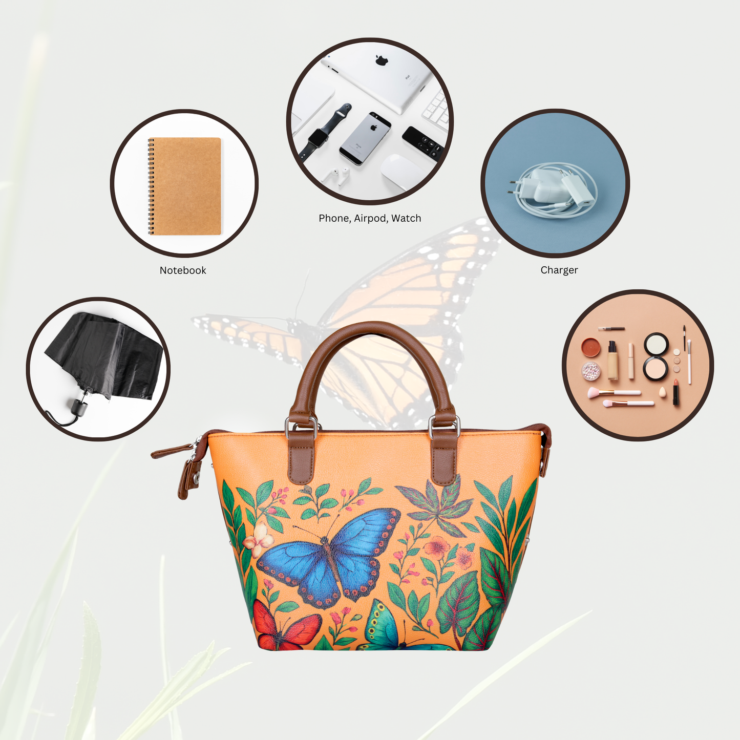 Women’s Butterfly Vegan Leather Hand Printed Wholesale Top Handle Shoulder Bag – Stylish Crossbody Purse