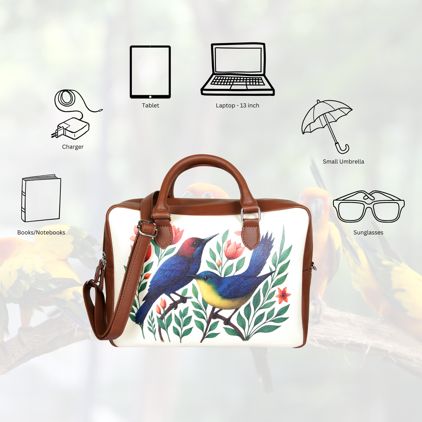 Wholesale Vegan Leather Crossbody Bag for Women with Top Handle – Peacock Hand Printed Shoulder, Tote & Business Handbag – Work, Travel & Daily Use
