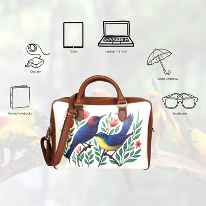 Wholesale Vegan Leather Crossbody Bag for Women with Top Handle – Peacock Hand Printed Shoulder, Tote & Business Handbag – Work, Travel & Daily Use
