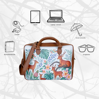 Vegan Leather Wholesale Crossbody Bag for Women with Top Handle – Deers Hand Printed, Tote & Business Handbag – Work, Travel & Daily Use