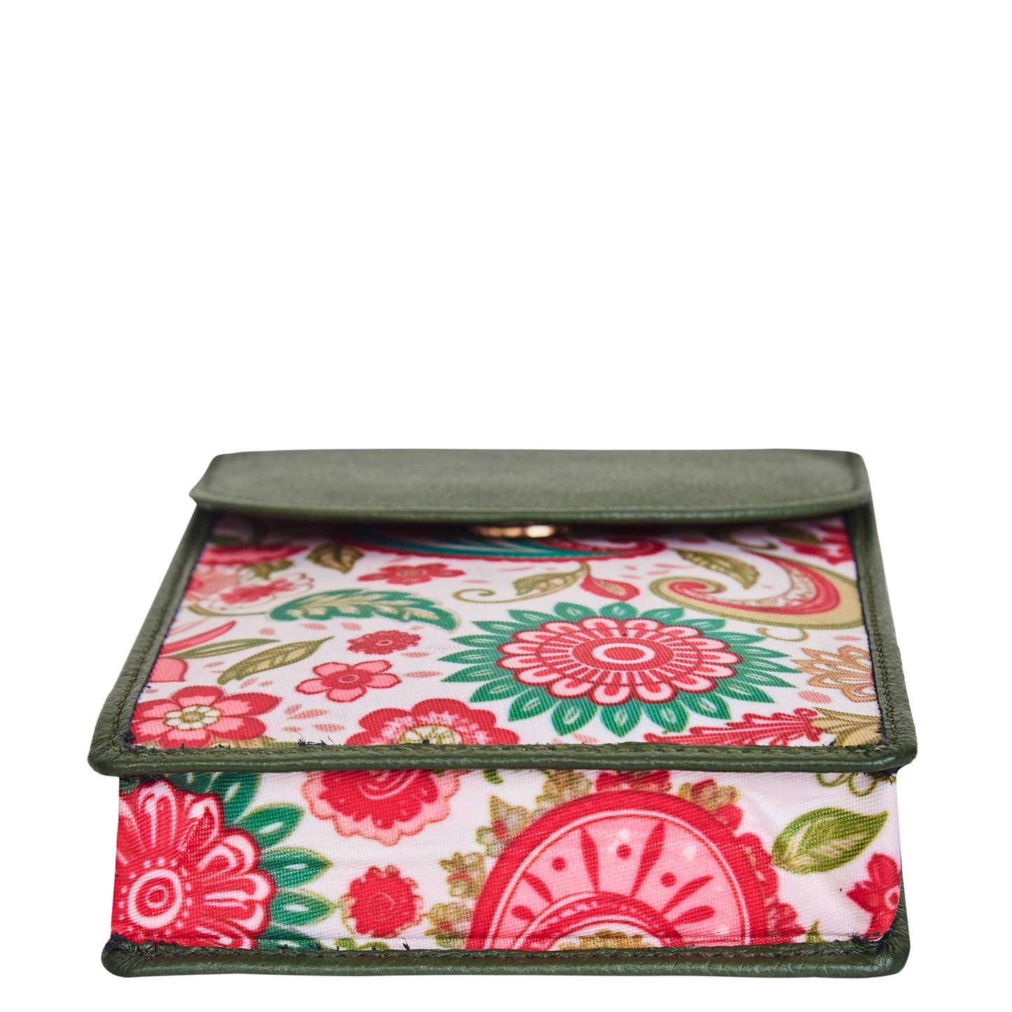 Wholesale Women's Paisley Crossbody Phone Wallet - Fabric with Leather Trim