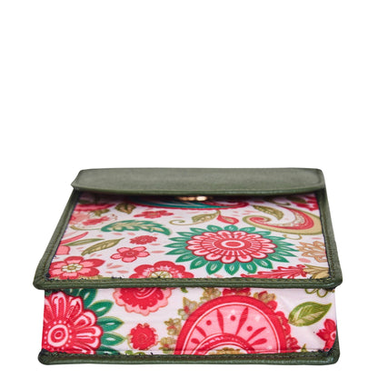 Wholesale Women's Paisley Crossbody Phone Wallet - Fabric with Leather Trim