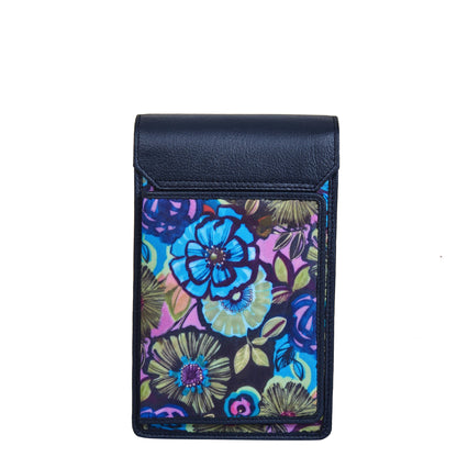 Wholesale Women's Floral Crossbody Wallet - Fabric with Leather Trim