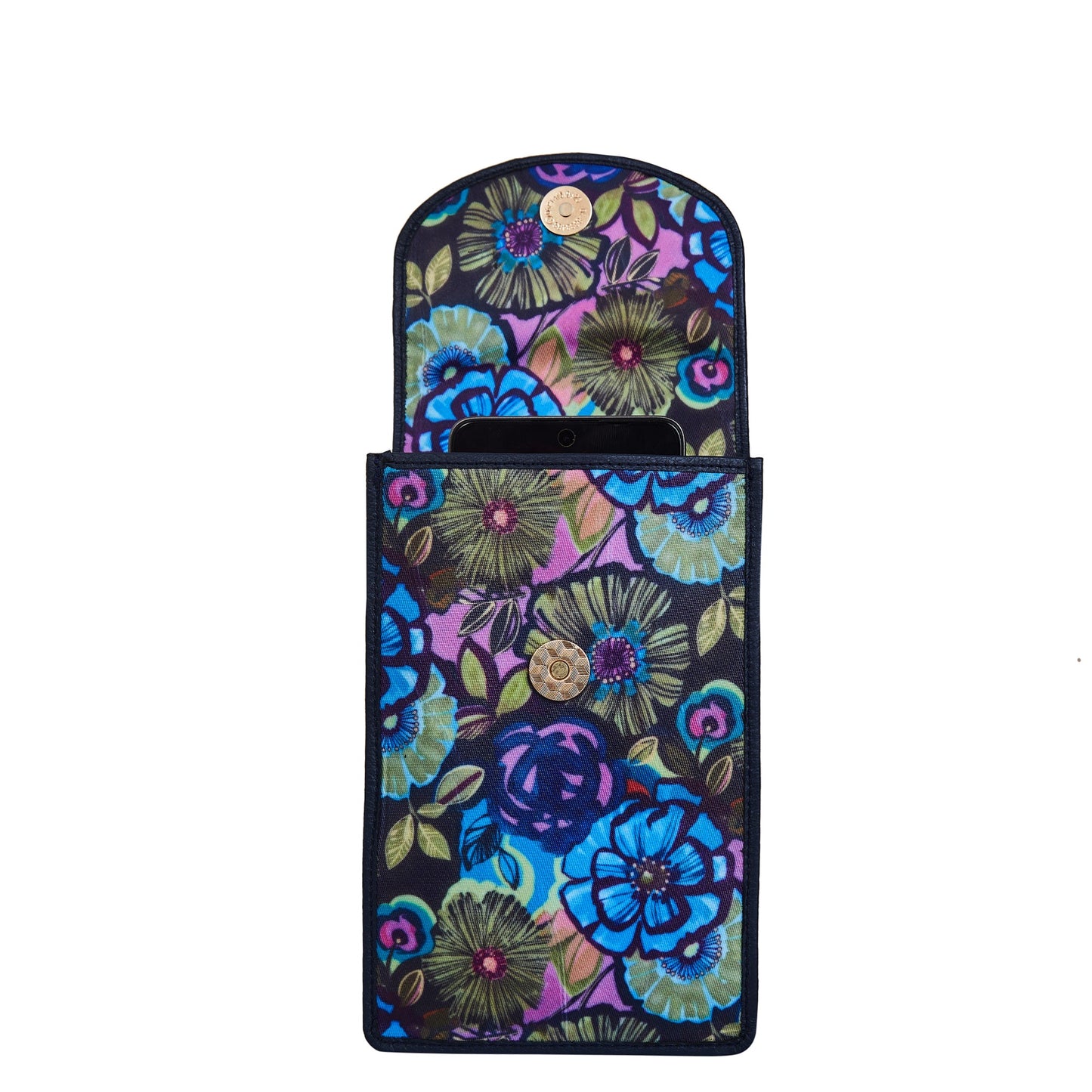 Wholesale Women's Floral Crossbody Wallet - Fabric with Leather Trim