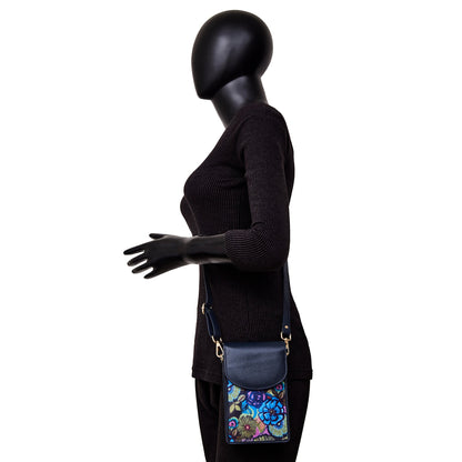 Wholesale Women's Floral Crossbody Wallet - Fabric with Leather Trim