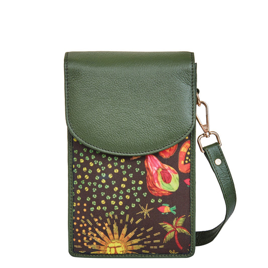 Wholesale Women's Coastal Crossbody Phone Wallet - Fabric with Leather Trim