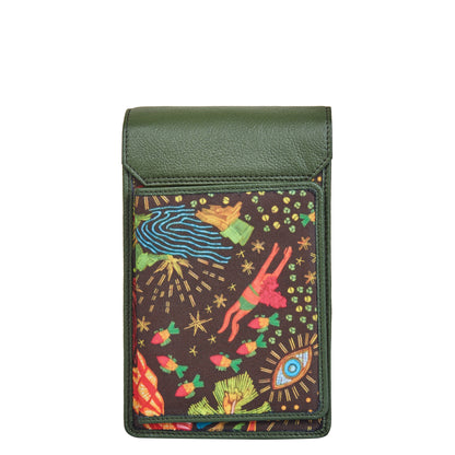 Wholesale Women's Coastal Crossbody Phone Wallet - Fabric with Leather Trim