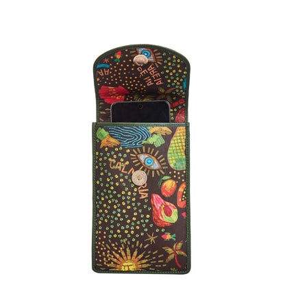 Wholesale Women's Coastal Crossbody Phone Wallet - Fabric with Leather Trim
