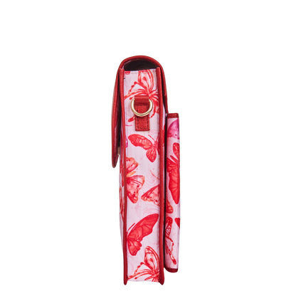 Wholesale Women's Butterfly Crossbody Phone Wallet - Fabric with Leather Trim