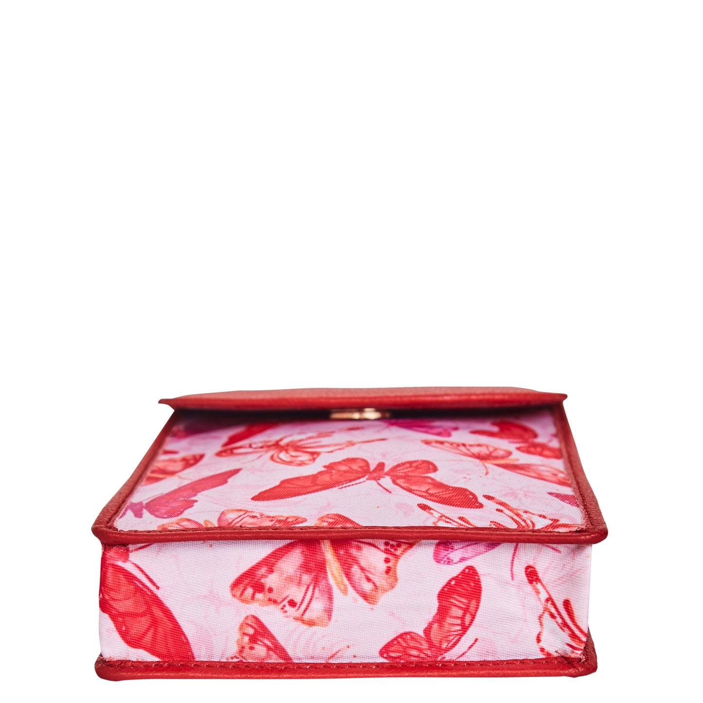 Wholesale Women's Butterfly Crossbody Phone Wallet - Fabric with Leather Trim
