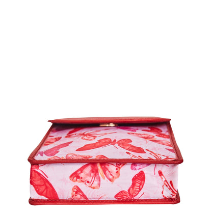 Wholesale Women's Butterfly Crossbody Phone Wallet - Fabric with Leather Trim