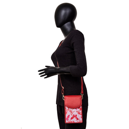 Wholesale Women's Butterfly Crossbody Phone Wallet - Fabric with Leather Trim